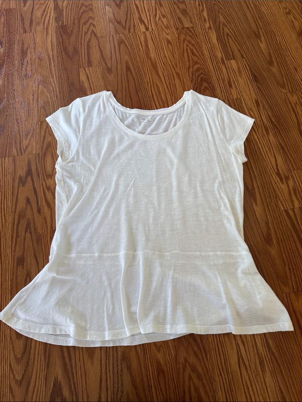 GAP White Short Sleeve Scoop Neck Peplum Top
